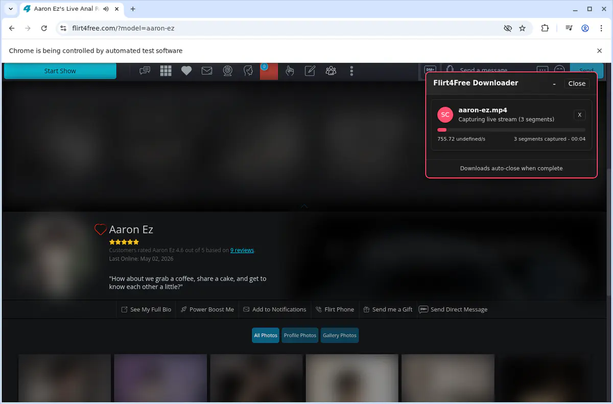 Flirt4free Video Downloader browser extension screenshot 3