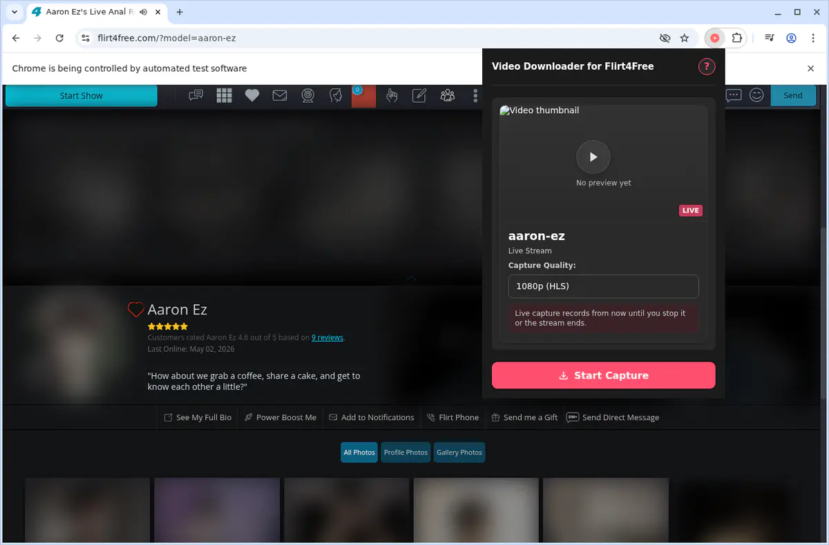Flirt4free Video Downloader browser extension screenshot 4