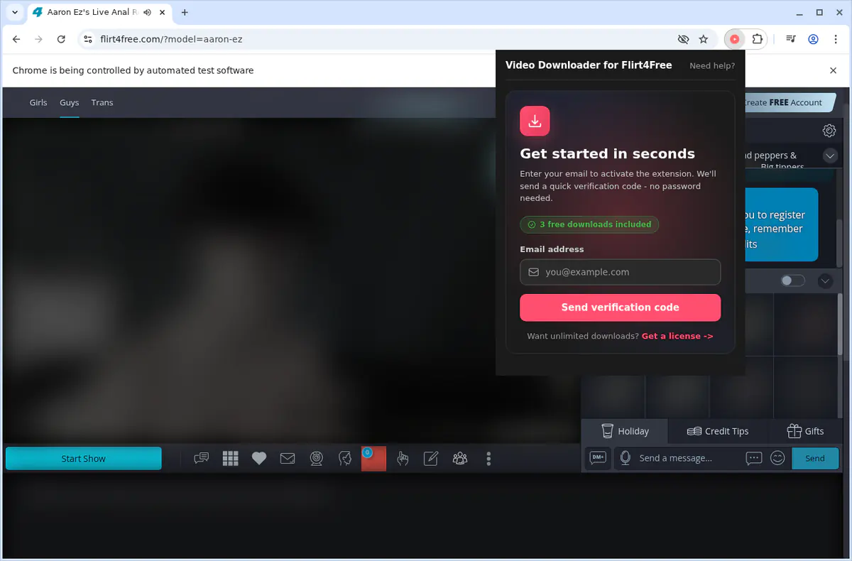Flirt4free Video Downloader browser extension screenshot 6